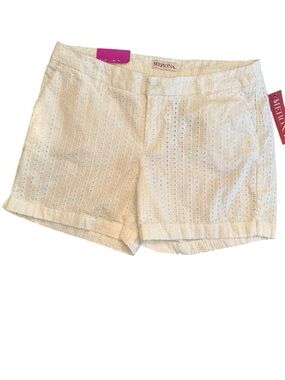 Women's White Eyelet Cotton Shorts